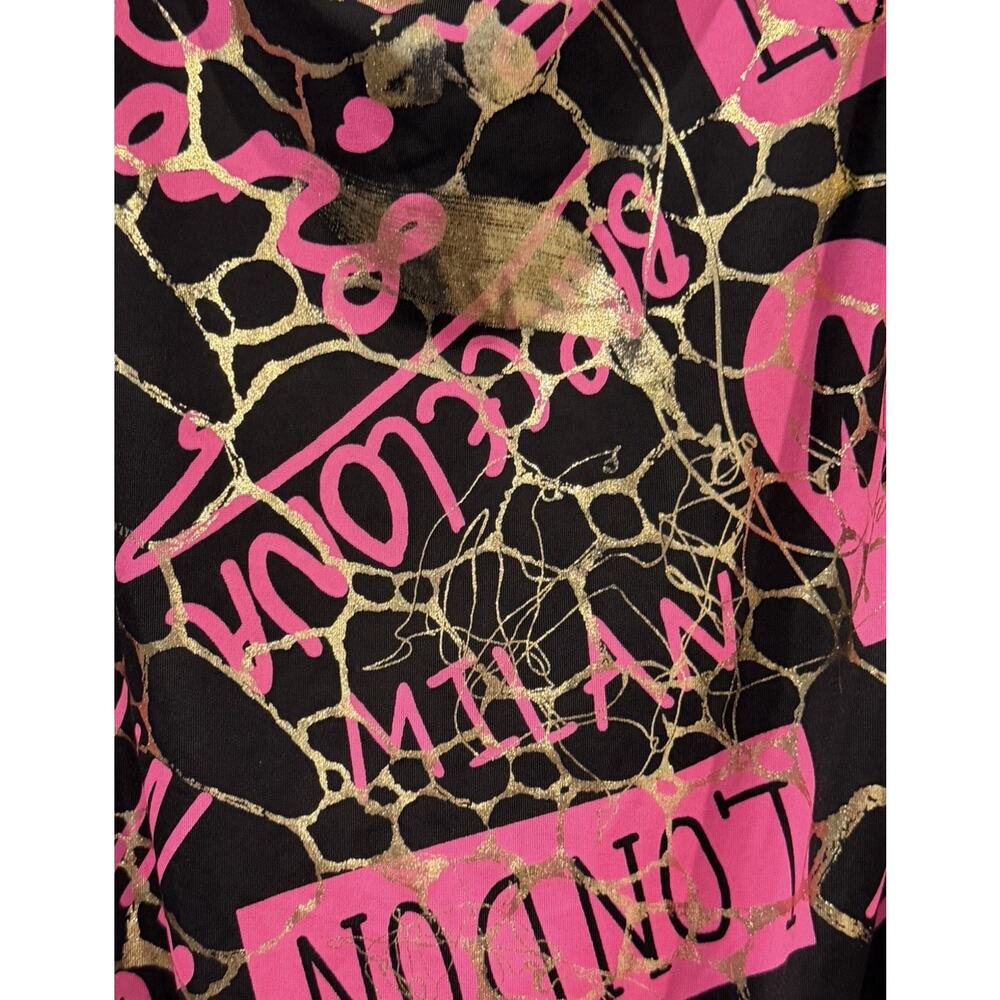 Caren Sport Black Pink Gold Bubble Hem Top Women’s 2X City Graphics Lace Y2K - Picture 13 of 16